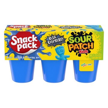 Snack Pack Sour Patch Kids Blue Raspberry Juicy Gels Cups, 6 ct