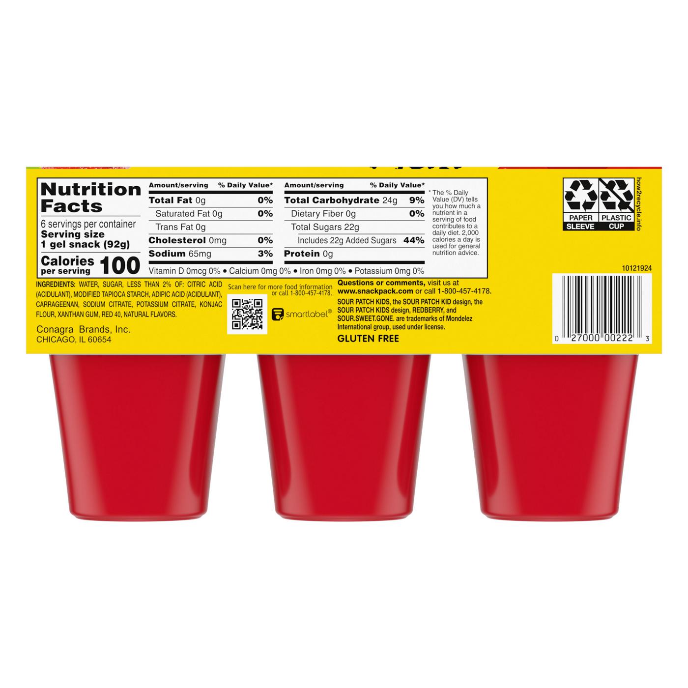 Snack Pack Sour Patch Kids Redberry Juicy Gels Cups; image 4 of 4