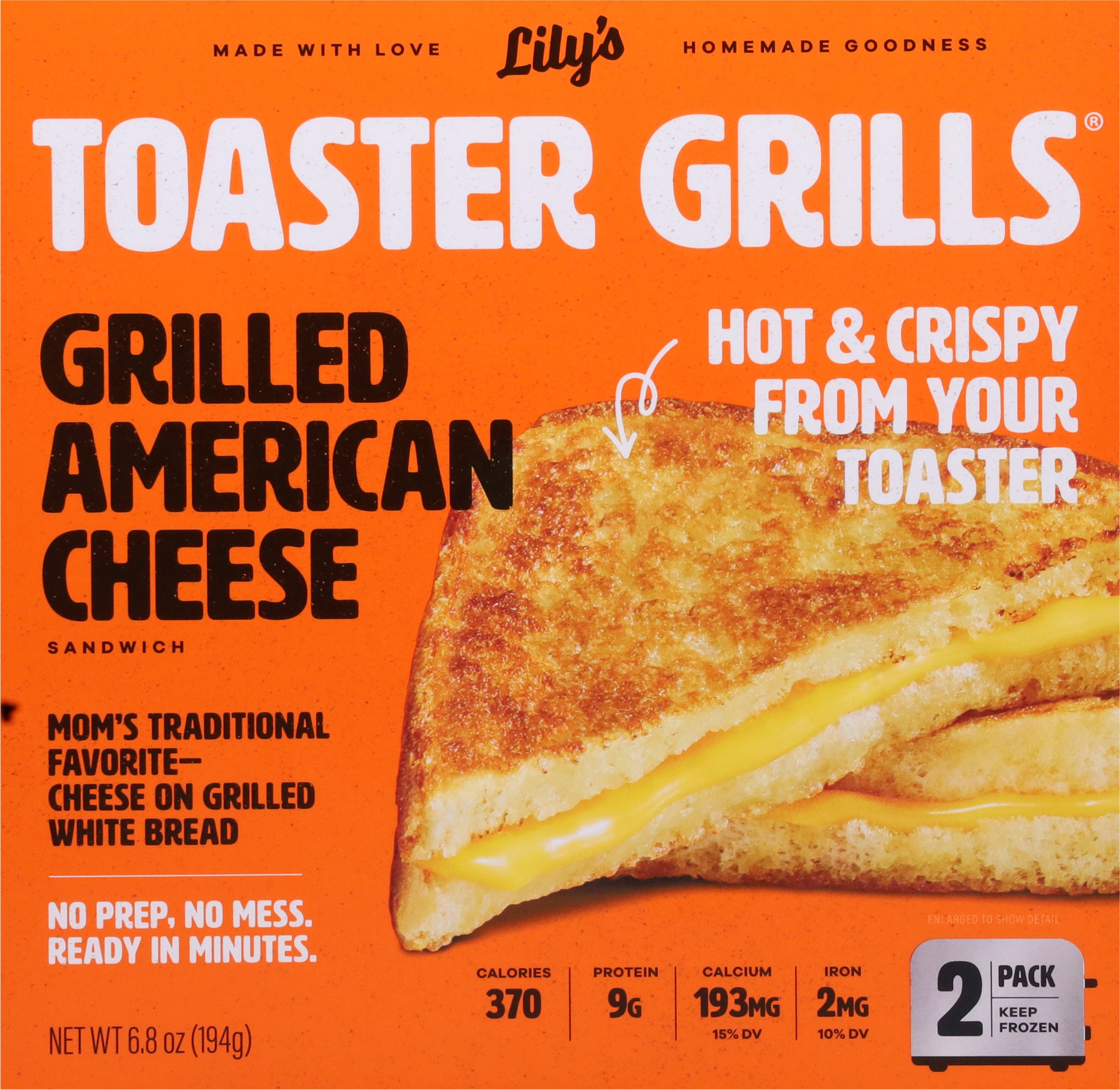 Lily's Toaster Grills® Grilled American Cheese Sandwich, 2 ct