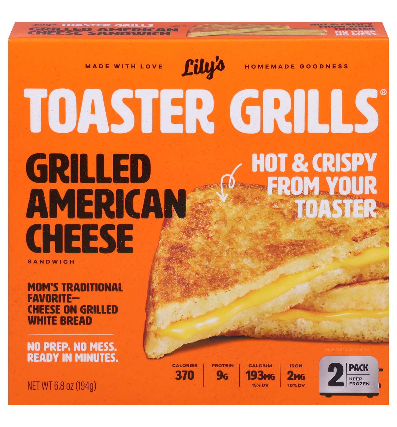 Lily's Toaster Grills Frozen Sandwiches - Grilled American Cheese; image 1 of 4