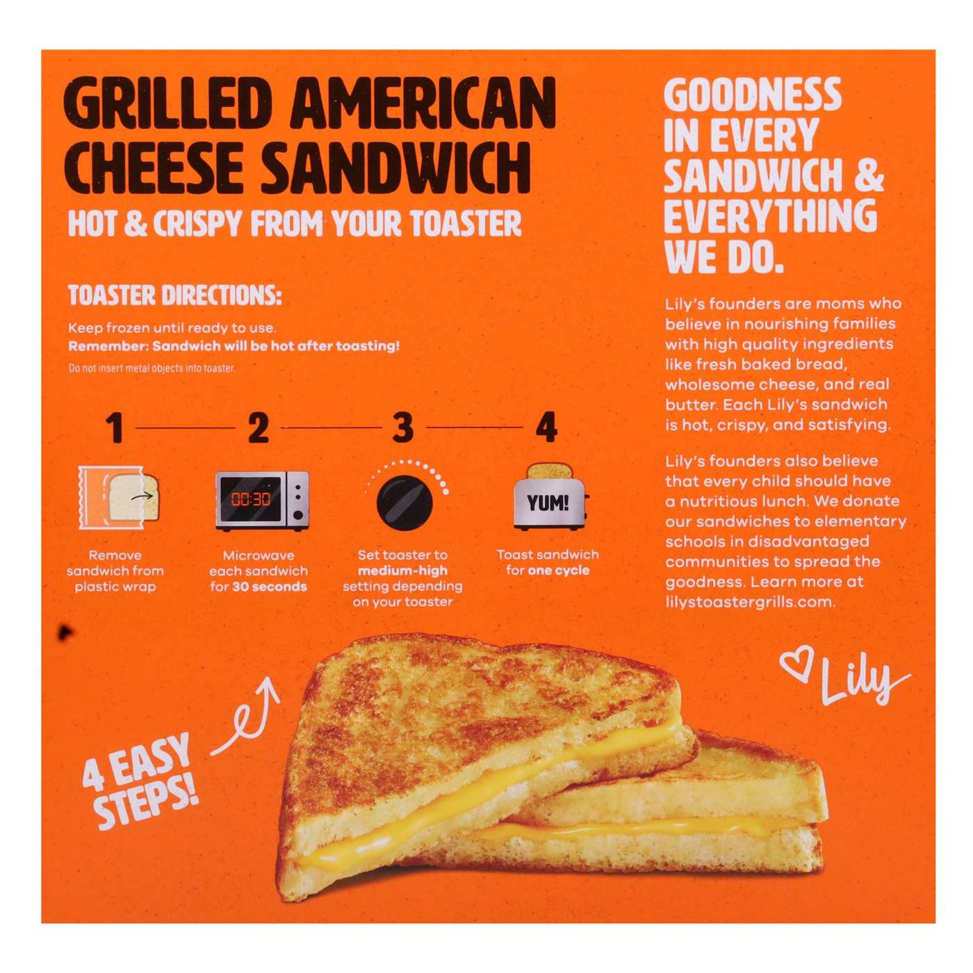 Lily's Toaster Grills Frozen Sandwiches - Grilled American Cheese; image 3 of 4