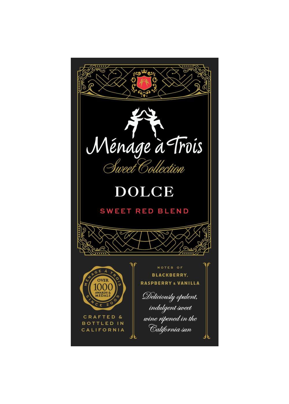 Menage a Trois Sweet Collection Dolce Sweet California Red Wine, 750 ml  Bottle, 9.5% ABV 