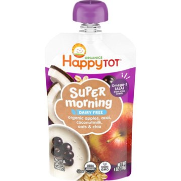 Happy Tot Organics Super Morning Stage 4 Apple Acai Coconutmilk Oat  Baby Food Pouch