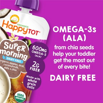 Happy Tot Organics Super Morning Stage 4 Apple Acai Coconutmilk Oat