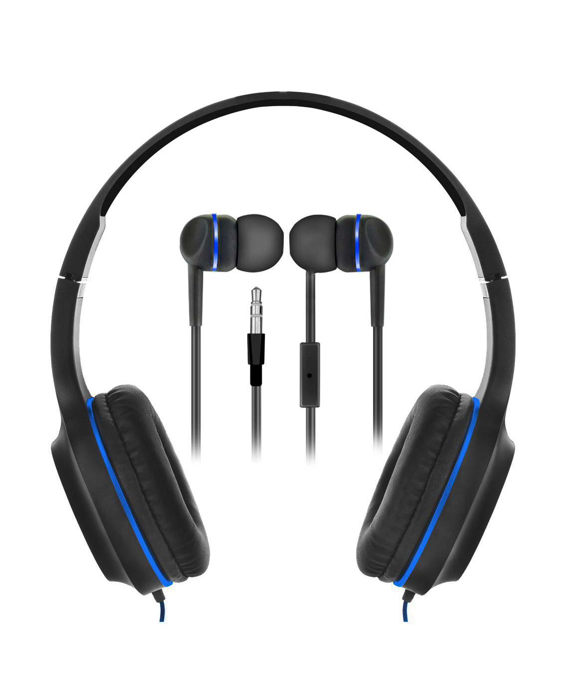 Sentry Wired Headphones + Earbuds with Mic - Blue; image 2 of 2