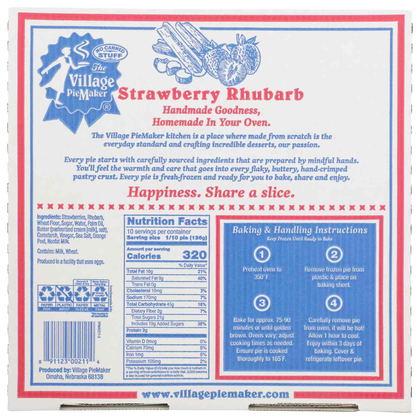 The Village PieMaker Strawberry Rhubarb Pie; image 2 of 2