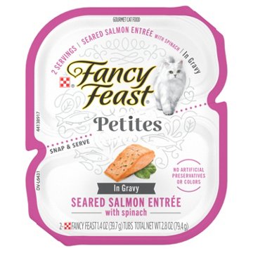 Fancy Feast Purina Petites Gourmet Wet Cat Food -  Seared Salmon Entree With Spinach in Gravy