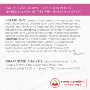 Fancy Feast Purina Petites Gourmet Wet Cat Food -  Seared Salmon Entree With Spinach in Gravy