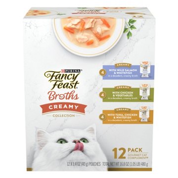 Fancy Feast Purina Lickable Broth Topper Complement Creamy Wet Cat Food Variety Pack