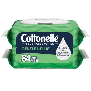 Cottonelle GentlePlus Flushable Wet Wipes with Aloe & Vitamin E, 2 ct