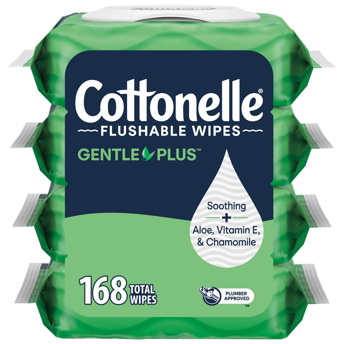 Cottonelle GentlePlus Flushable Wet Wipes with Aloe & Vitamin E; image 1 of 8