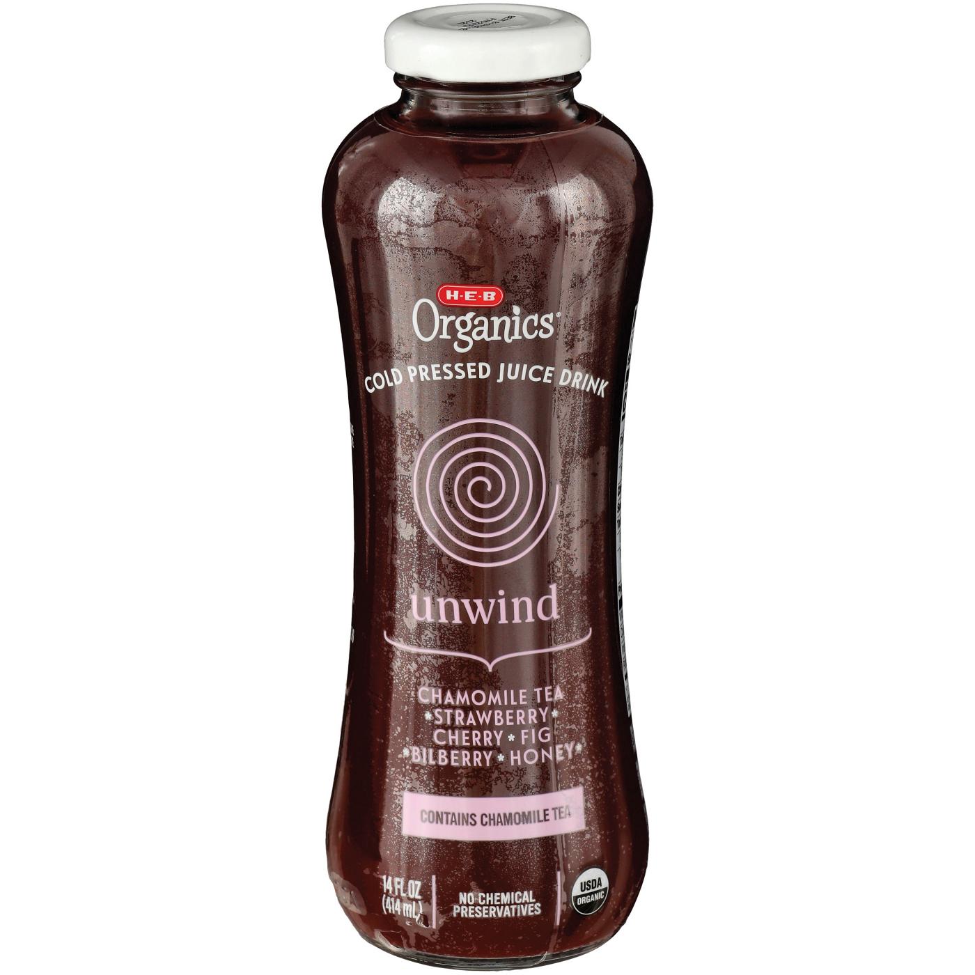 H-E-B Organics Unwind Cold Pressed Juice; image 1 of 2