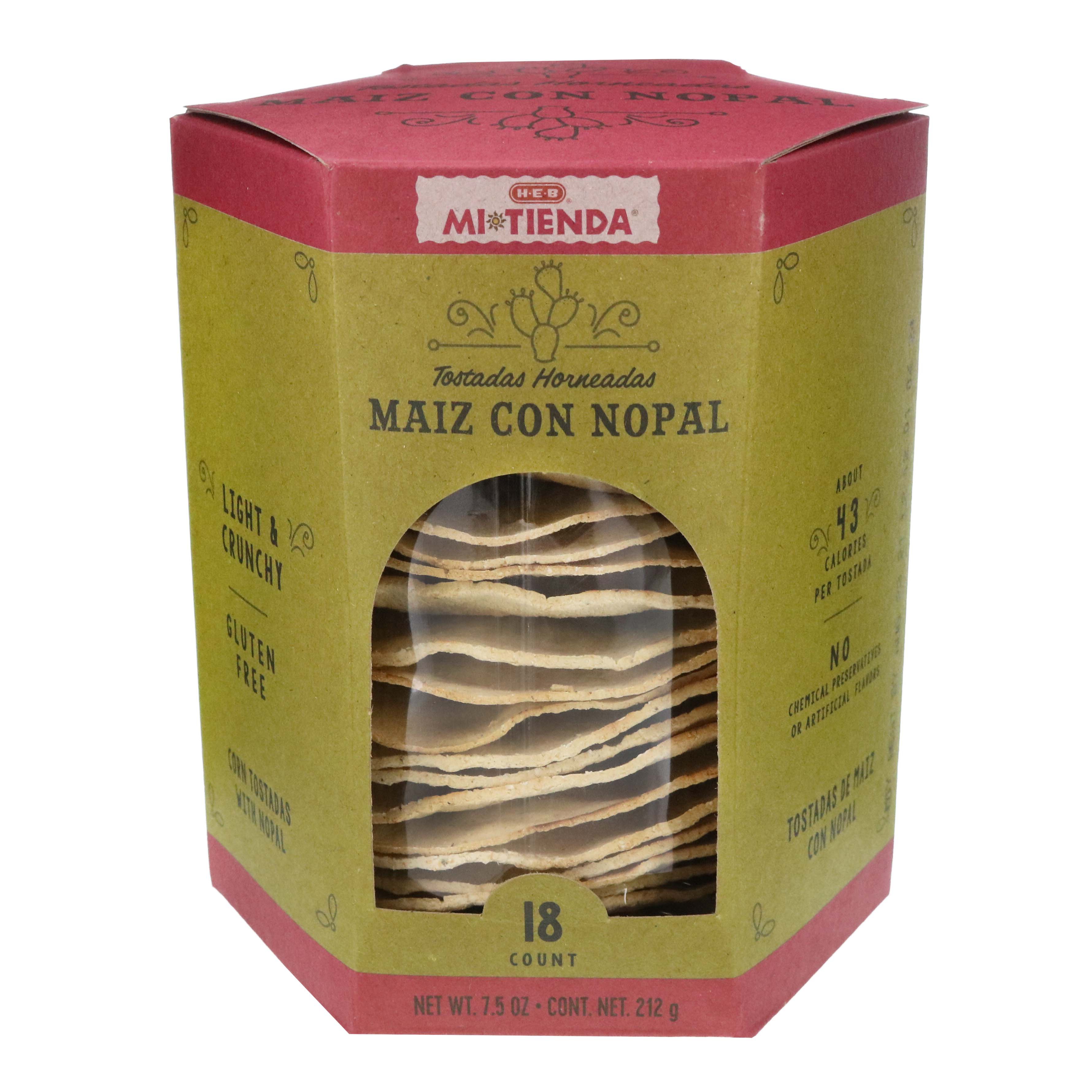 H-E-B Mi Tienda Baked Corn Tostadas with Nopal, 18 ct