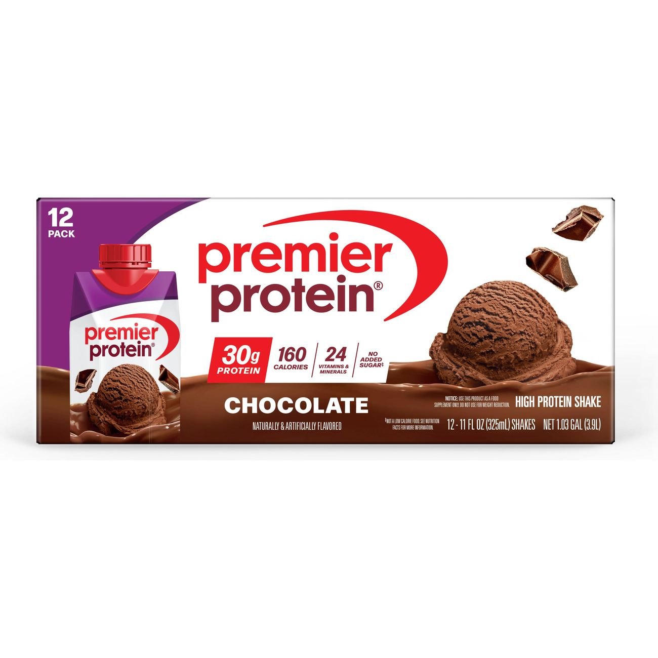 Premier Protein 30g Protein Shakes 12 pk - Chocolate, 11 oz
