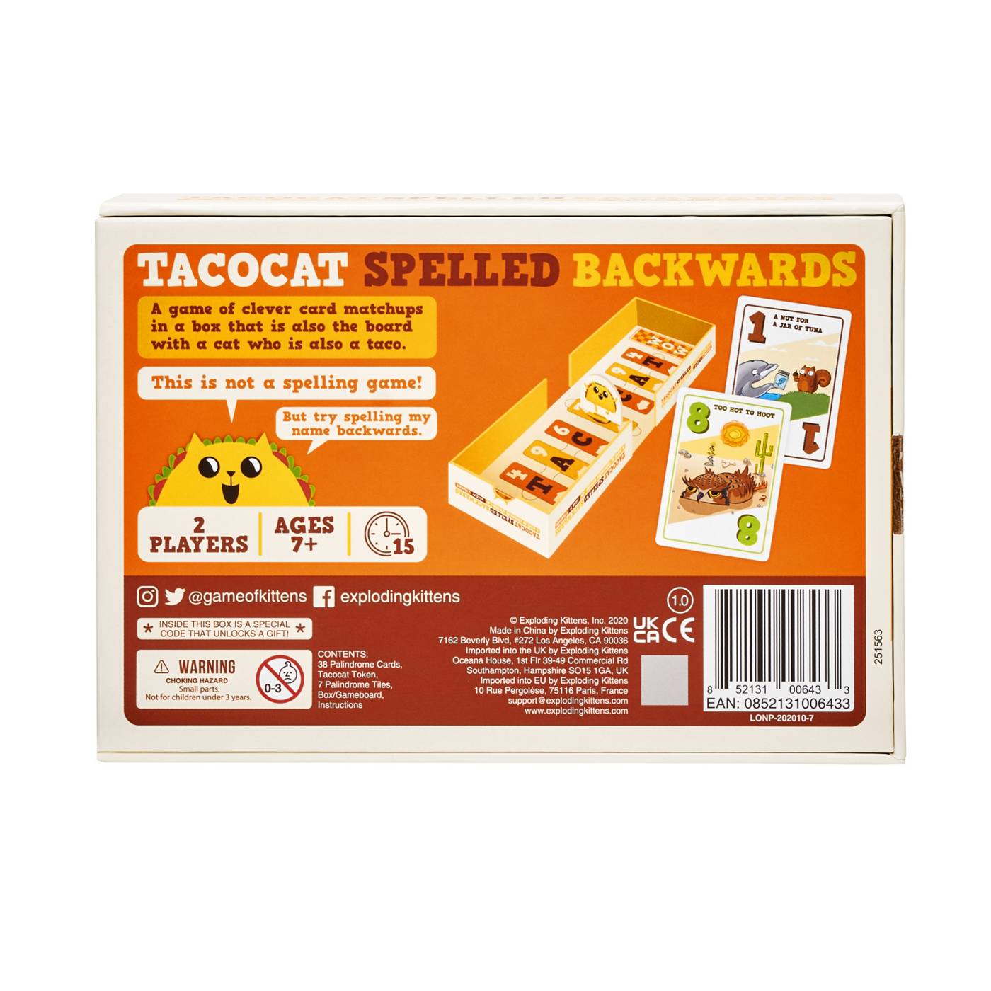 Exploding Kittens Tacocat Spelled Backwards Card Game; image 3 of 3