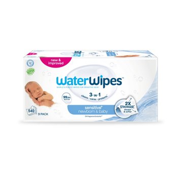 WaterWipes Sensitive+ Newborn & Baby Wipes, 99.9% Water - Unscented, 9 pk, 540 ct