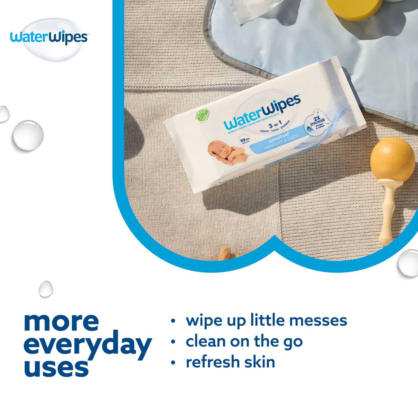 WaterWipes Sensitive+ Newborn & Baby Wipes, 99.9% Water - Unscented, 9 pk; image 7 of 9