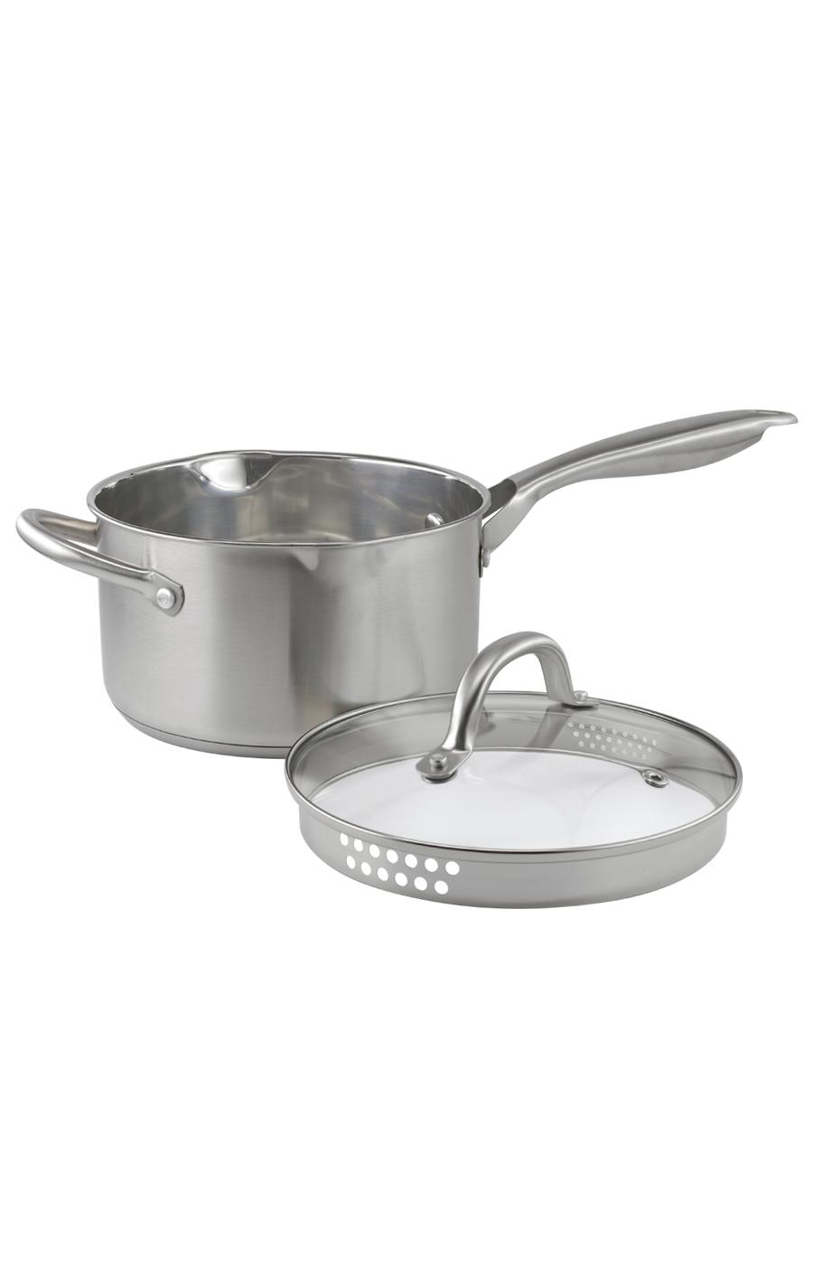 Sonoma Stainless Steel Sauce Pan with Strainer Glass Lid