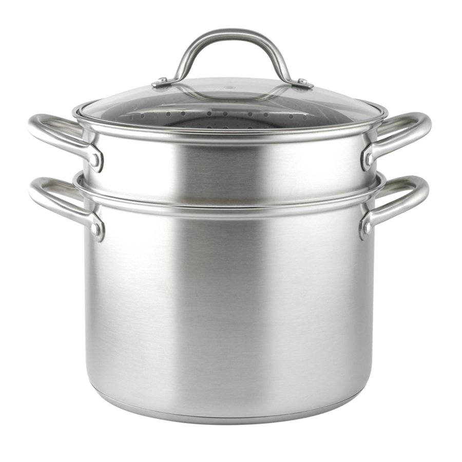 Mainstays Stainless Steel Multi-Cooker with Glass Lid - 8 qt