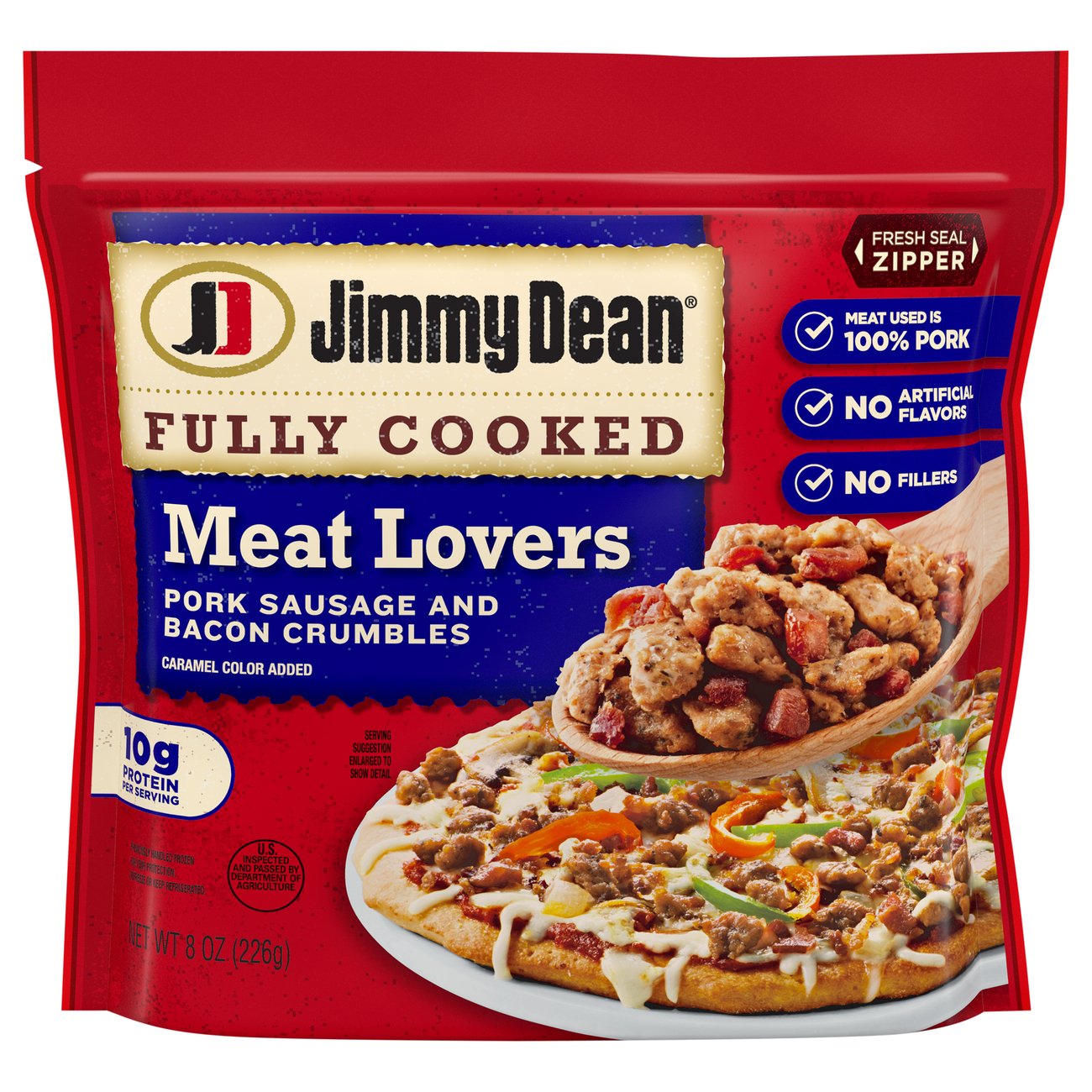 Jimmy Dean Fully Cooked Pork Sausage Crumbles Meat Lovers with Bacon