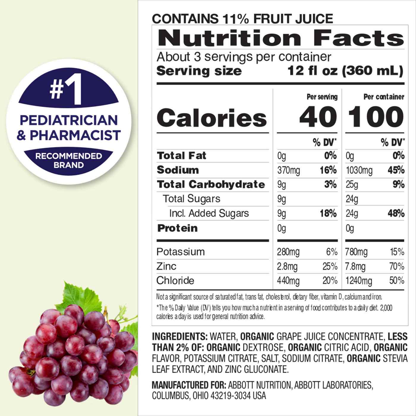 Pedialyte Organic Electrolyte Solution - Grape; image 8 of 9
