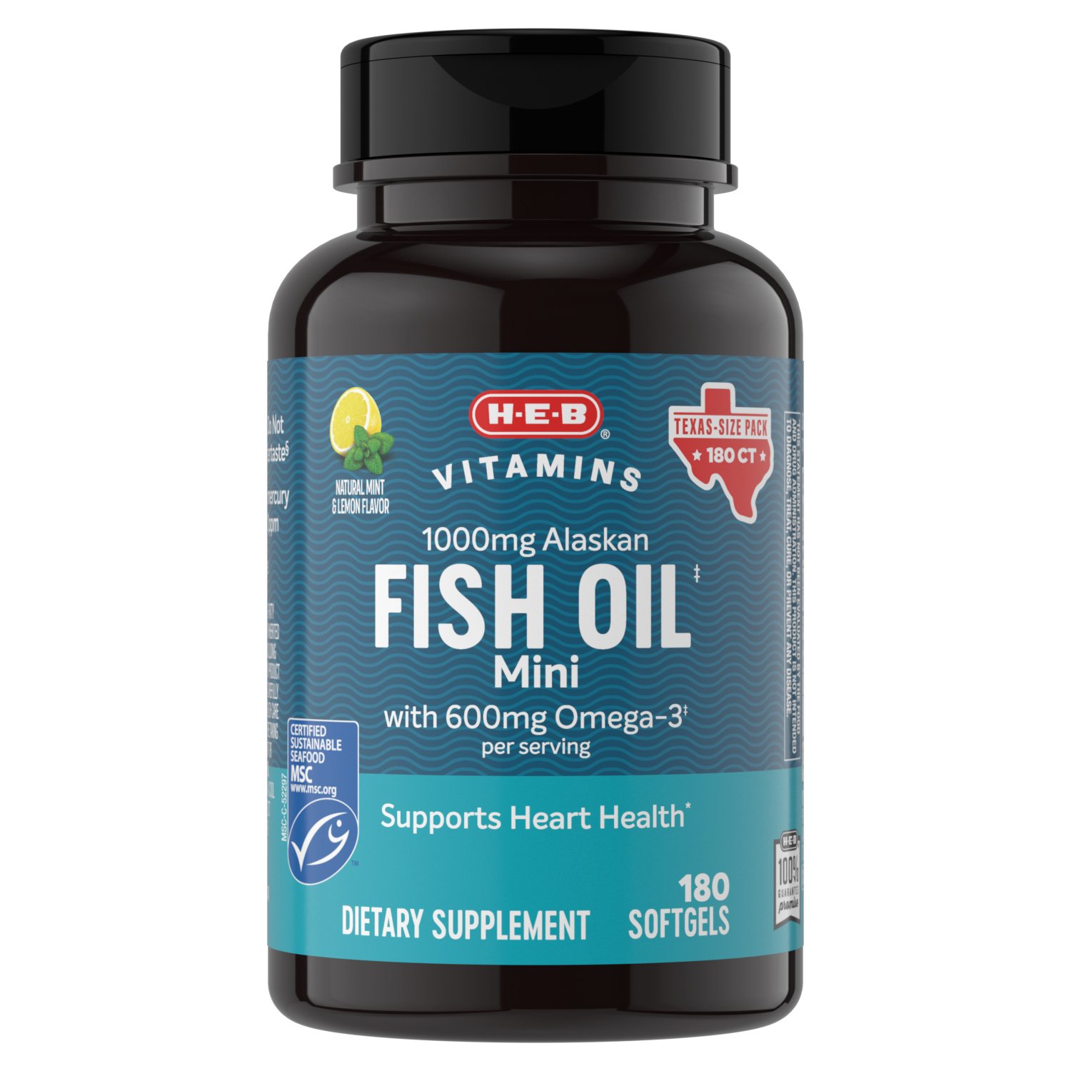 HEB Vitamins Fish Oil Mini with Omega 3 Mint & Lemon Flavor Softgels