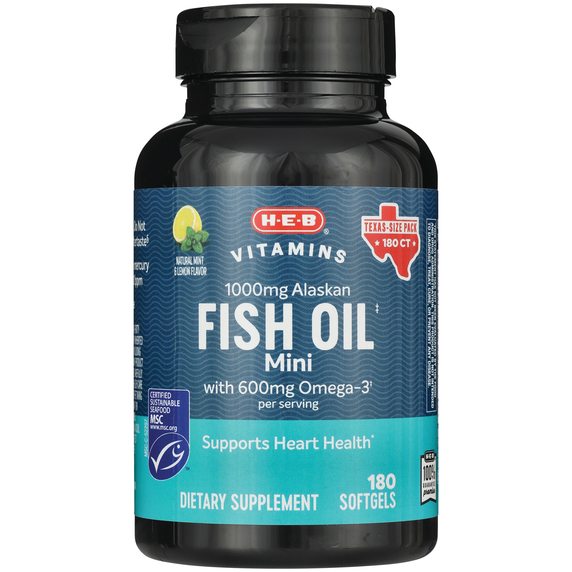 H E B Vitamins Fish Oil Mini with Omega 3 Mint Lemon Flavor