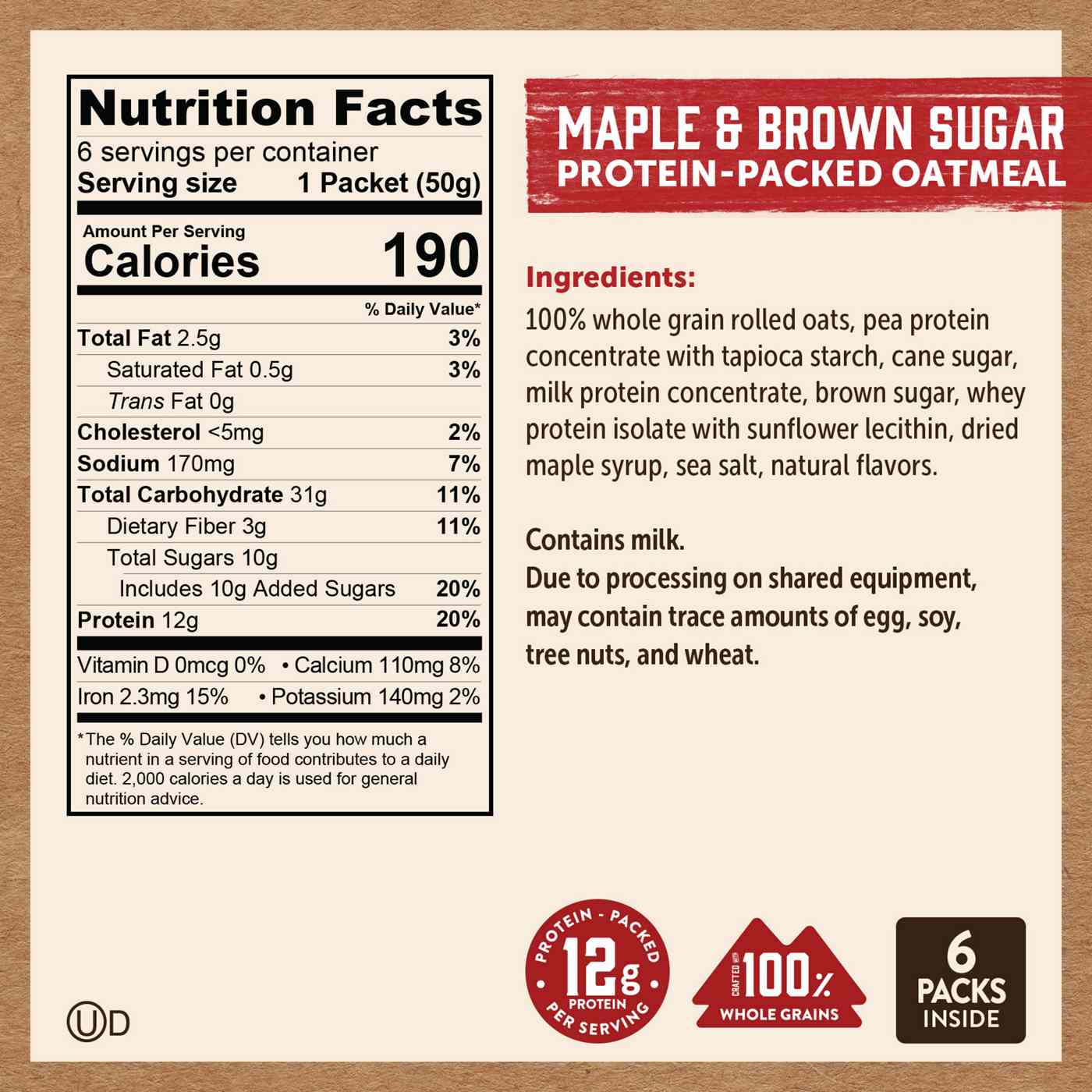 Kodiak 12g Protein Instant Oatmeal - Maple & Brown Sugar; image 4 of 4