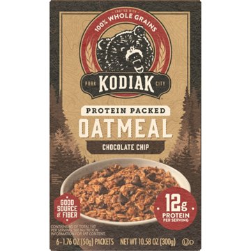 Kodiak 12g Protein Instant Oatmeal - Chocolate Chip, 6 ct