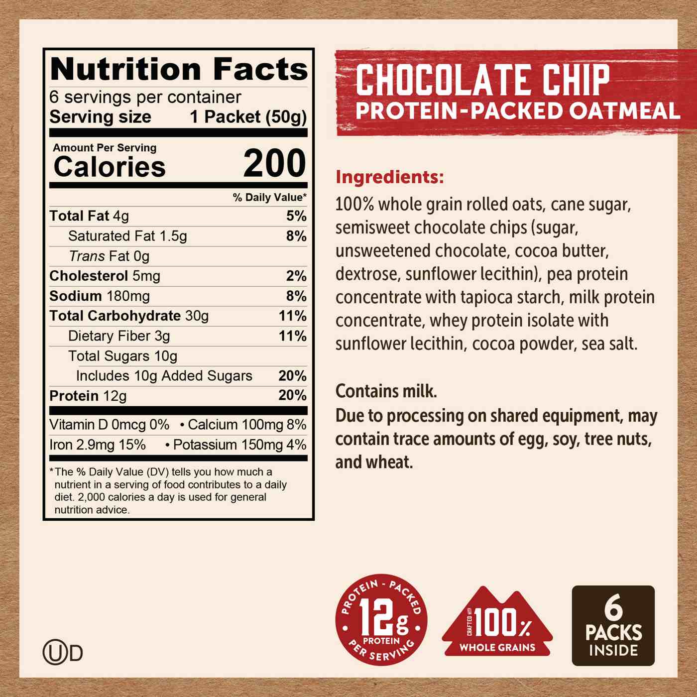 Kodiak 12g Protein Instant Oatmeal - Chocolate Chip; image 4 of 4