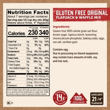 Kodiak 14g Protein Gluten Free Flapjack & Waffle Mix - Frontier Oat, 16 oz