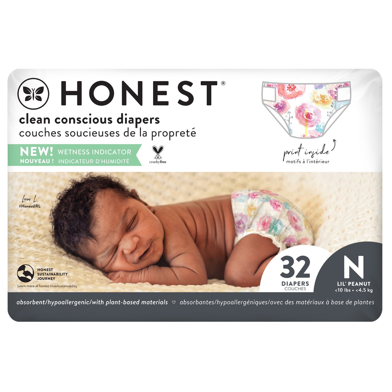 The Honest Company Clean Conscious Diapers Newborn, Rose Blossom