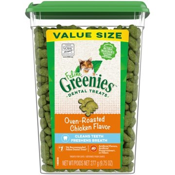 FELINE GREENIES Adult Dental Cat Treats - Oven Roasted Chicken Flavor, 9.7 oz