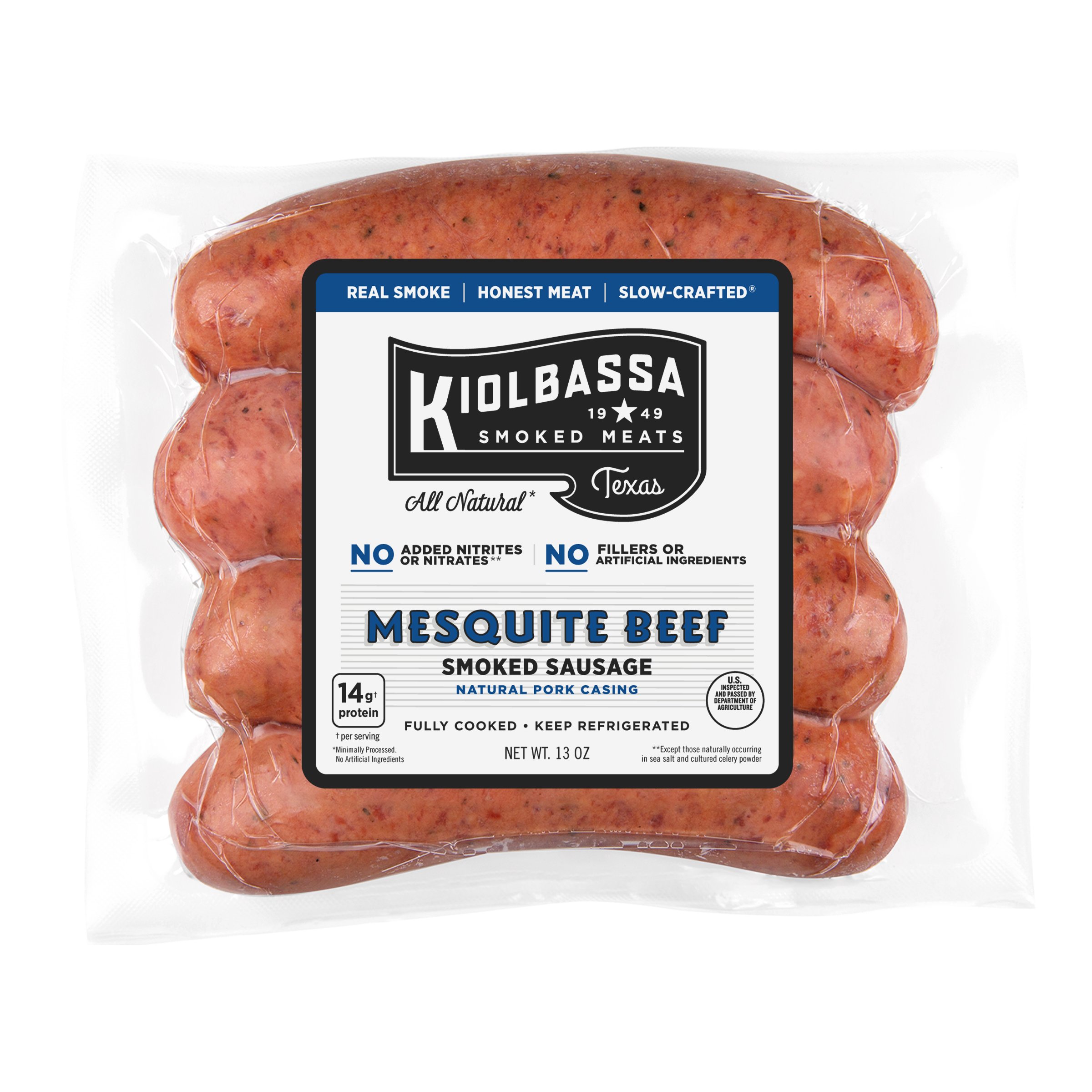 Kiolbassa Mesquite Beef Smoked Sausage Links Shop Sausage at HEB