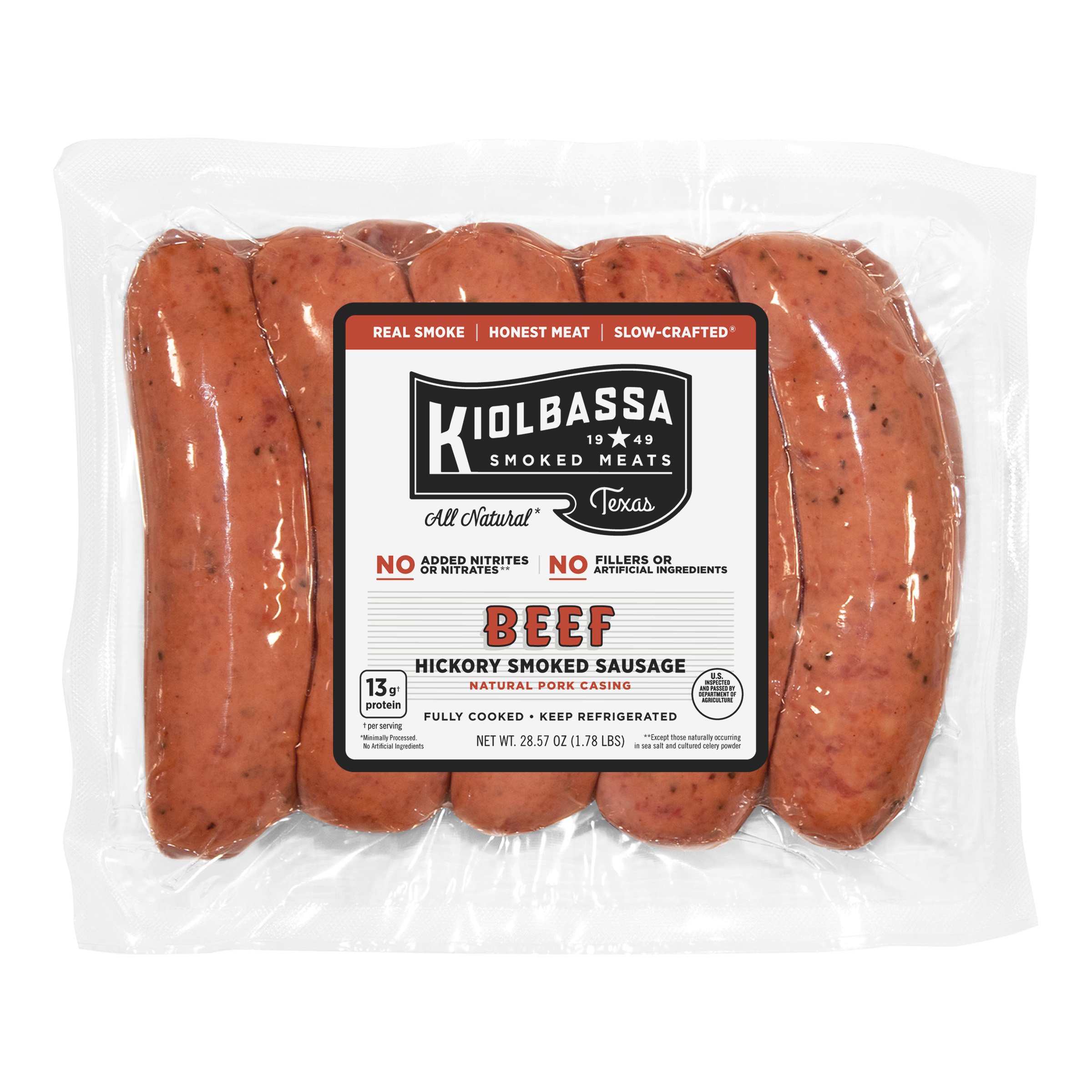 Kiolbassa Fully Cooked Smoked Beef Sausage Links - Value Pack - Shop ...