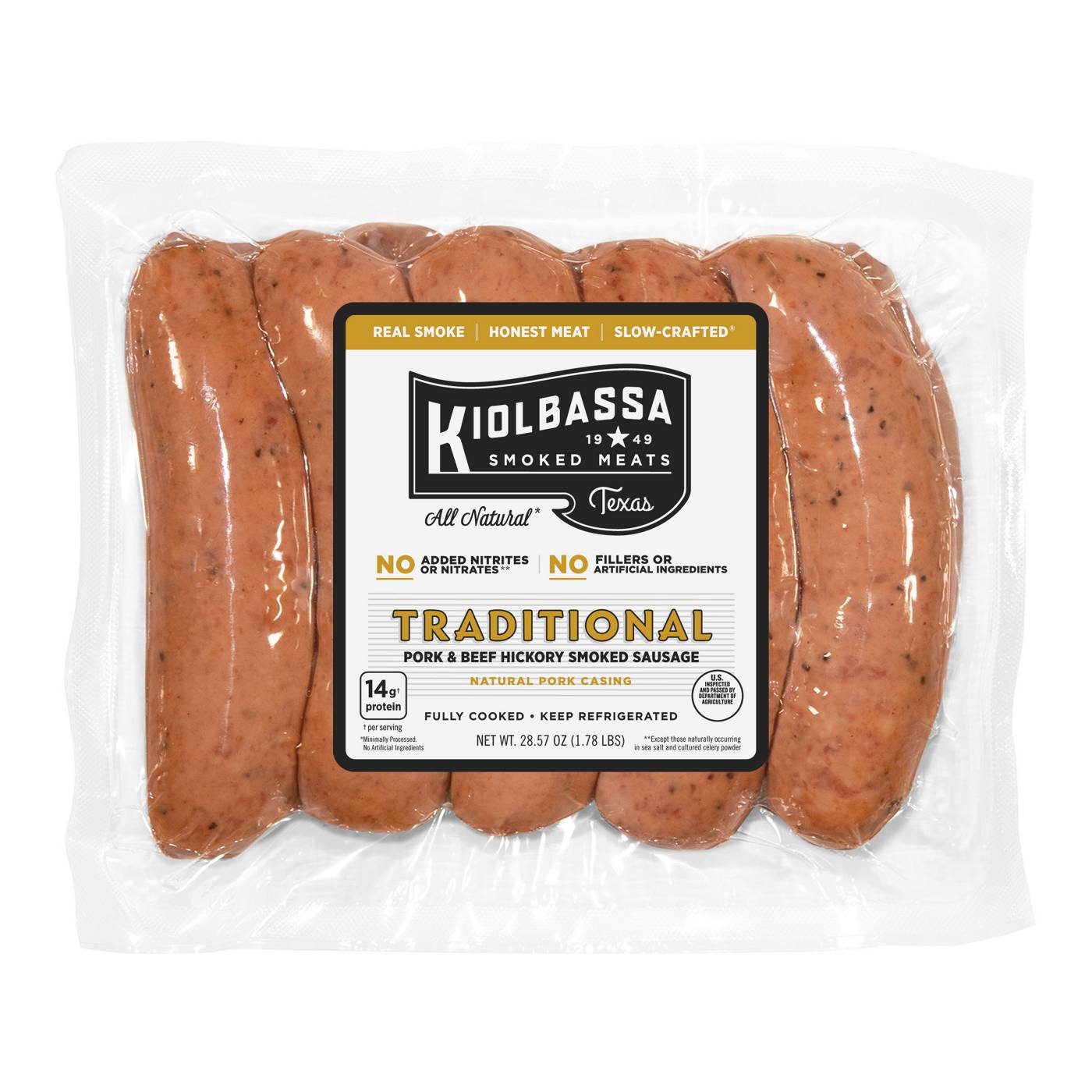 Kiolbassa Traditional Pork & Beef Hickory Smoked Sausage Links; image 1 of 2