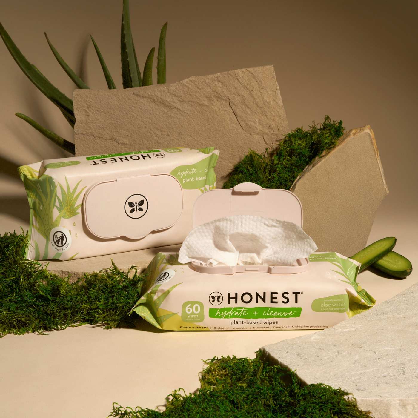 The Honest Company Hydrate & Cleanse Plant Based Wipes - Aloe & Cucumber; image 2 of 5