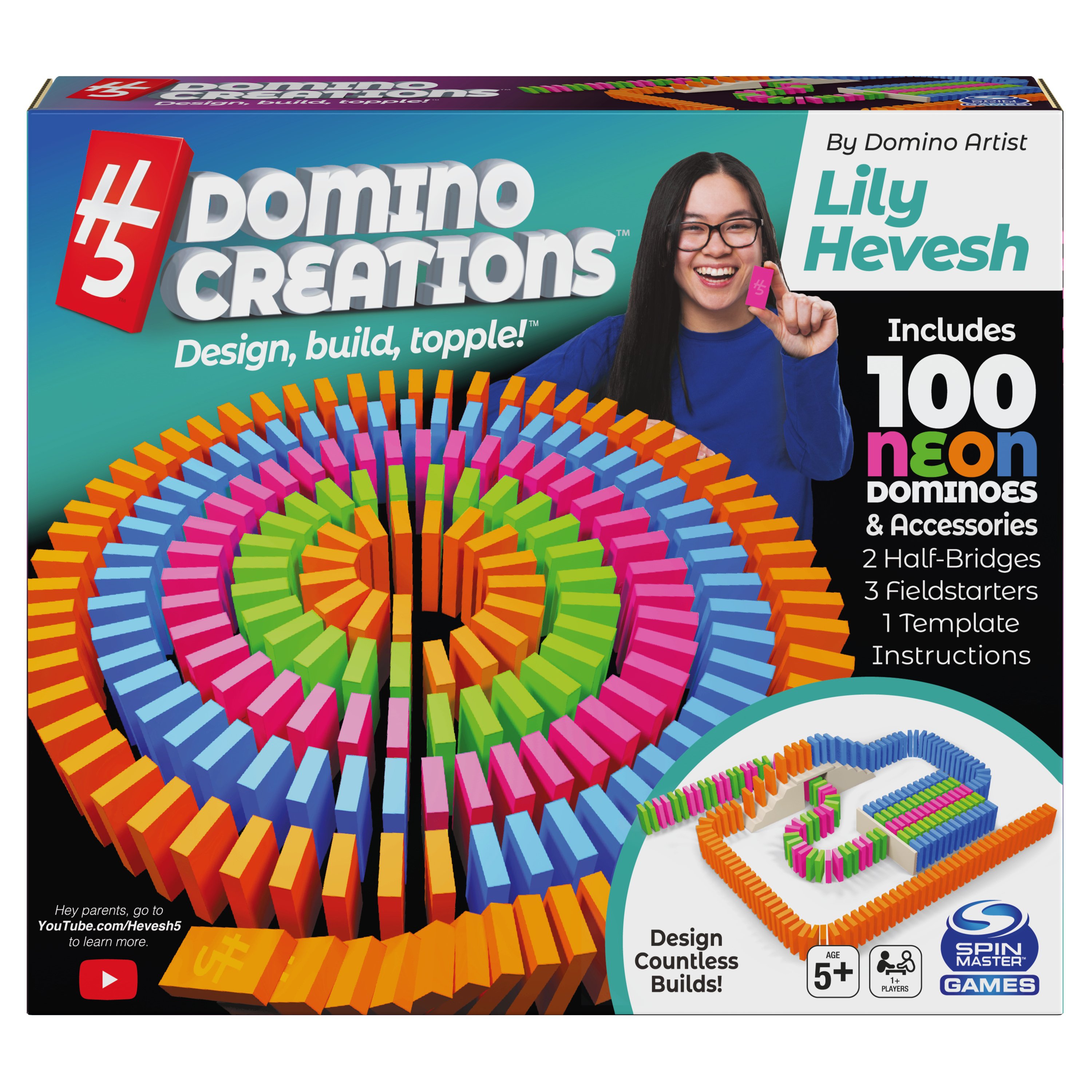 Spin Master Juegos H5 Domino Creations 100 piezas conjunto por Lily hevesh para familias 