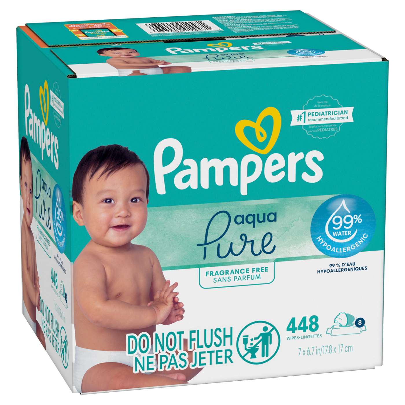 Pampers Aqua Pure Baby Wipes - Fragrance Free 8 pk; image 2 of 10