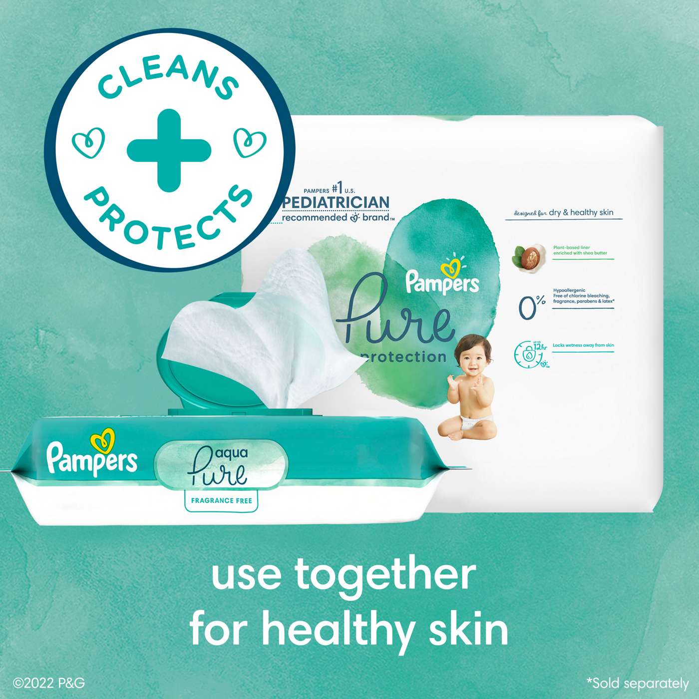 Pampers Aqua Pure Baby Wipes - Fragrance Free 8 pk; image 8 of 10