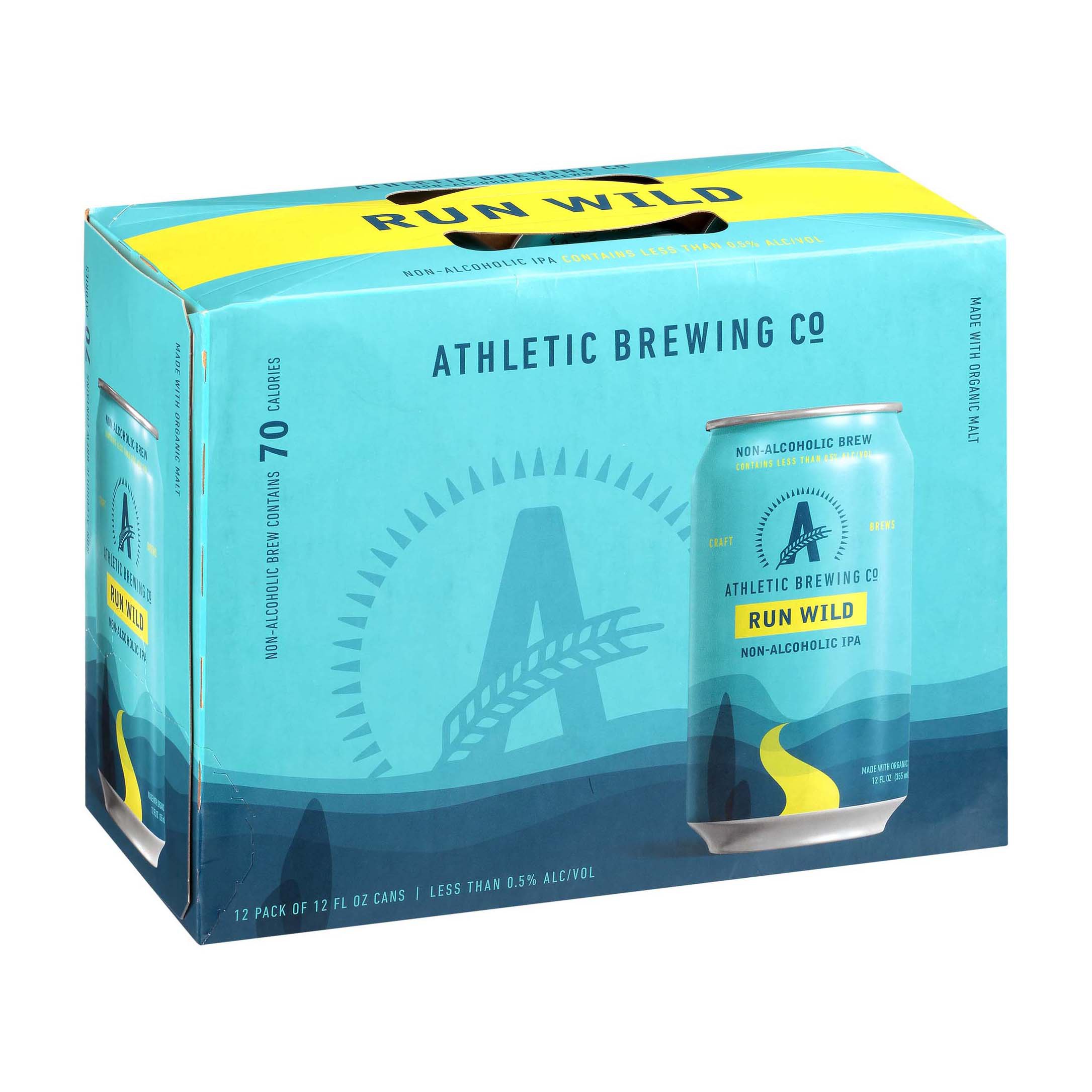 Athletic Brewing Co. Non Alcoholic Run Wild IPA Craft Beer 12 pk Cans, 12 oz