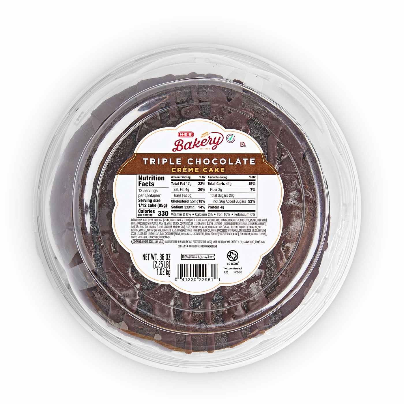 H-E-B Bakery Triple Chocolate Crème Cake; image 1 of 3