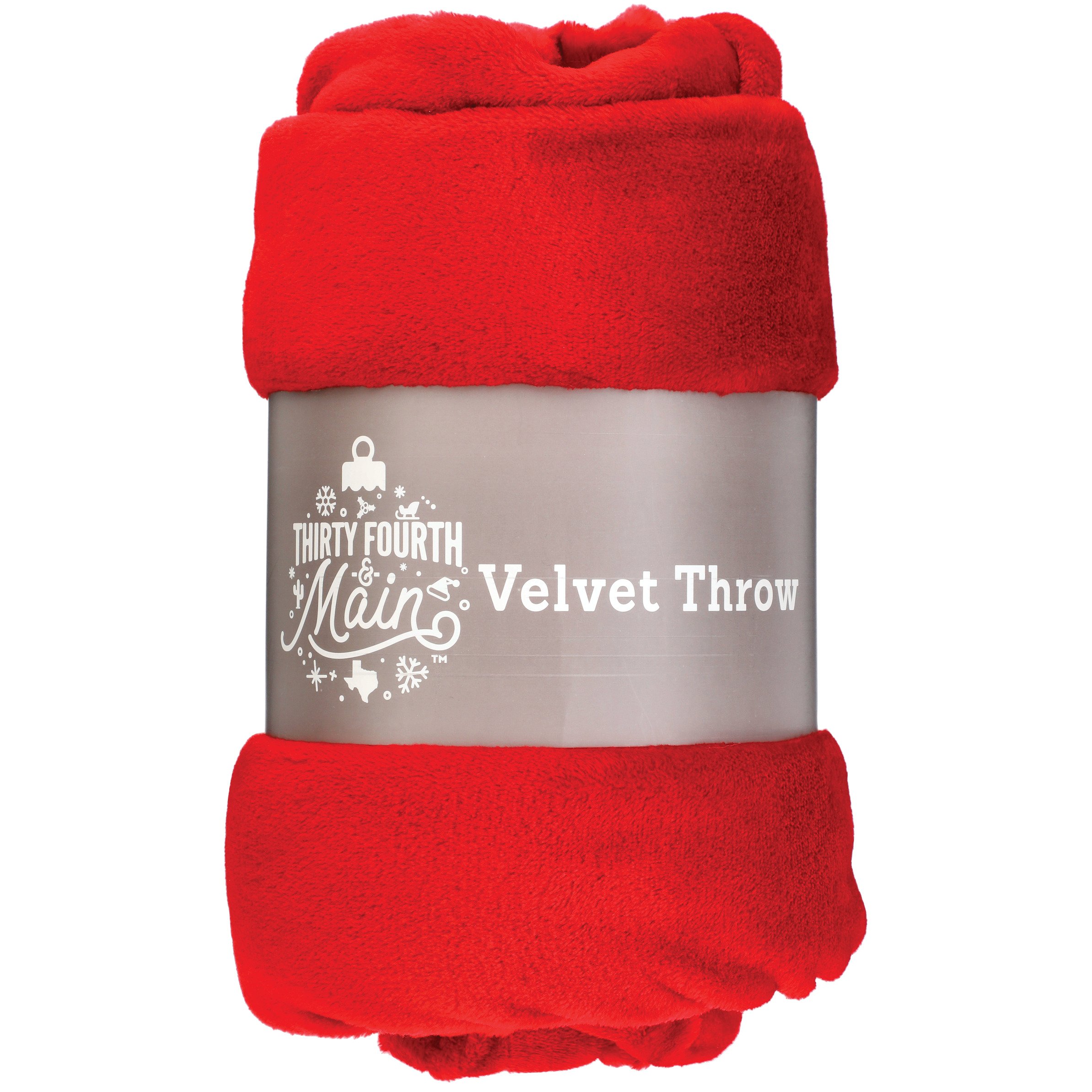 Thirty Fourth & Main Solid Shiny Velvet Throw Blanket Cranberry