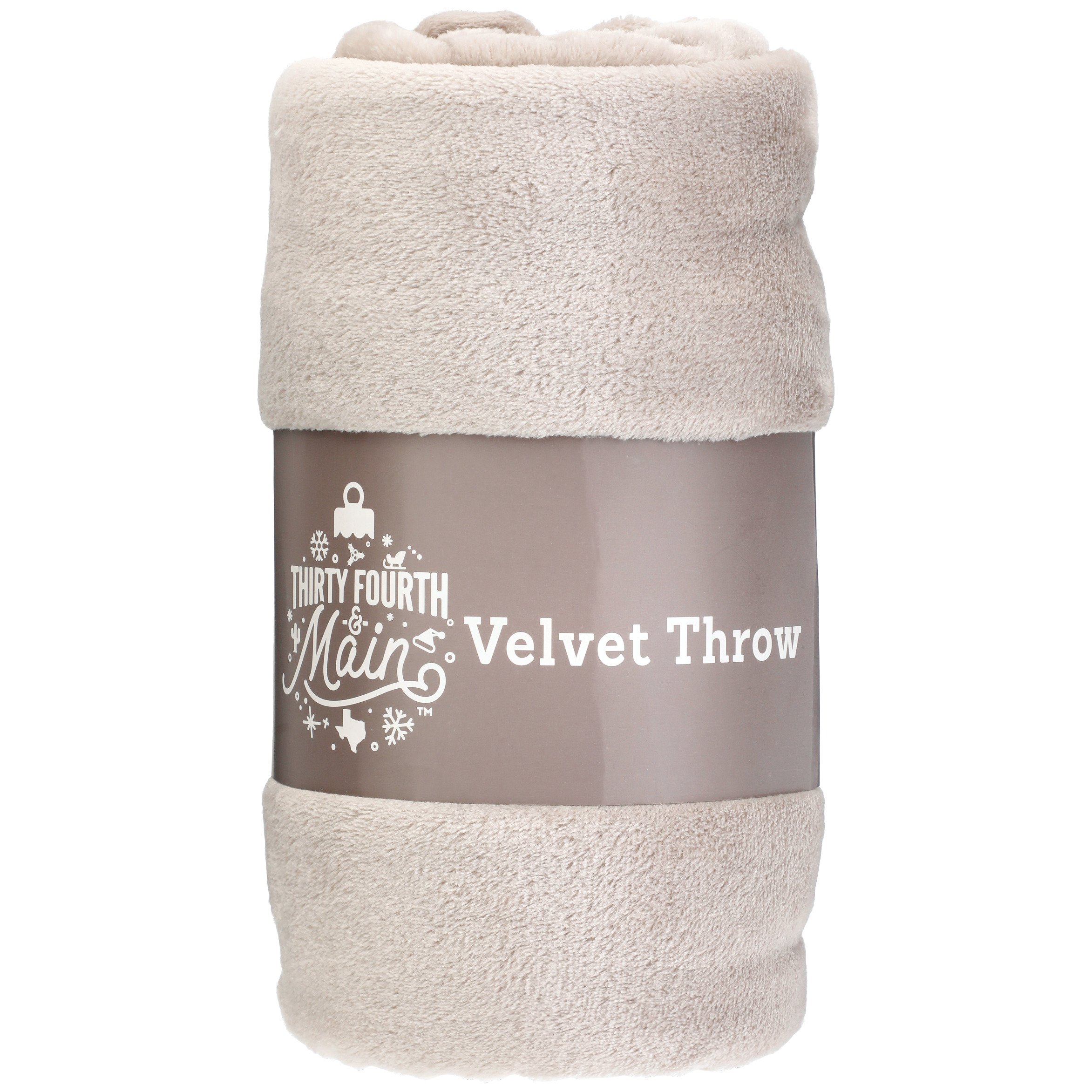 Thirty Fourth & Main Solid Shiny Velvet Throw Blanket Taupe Shop