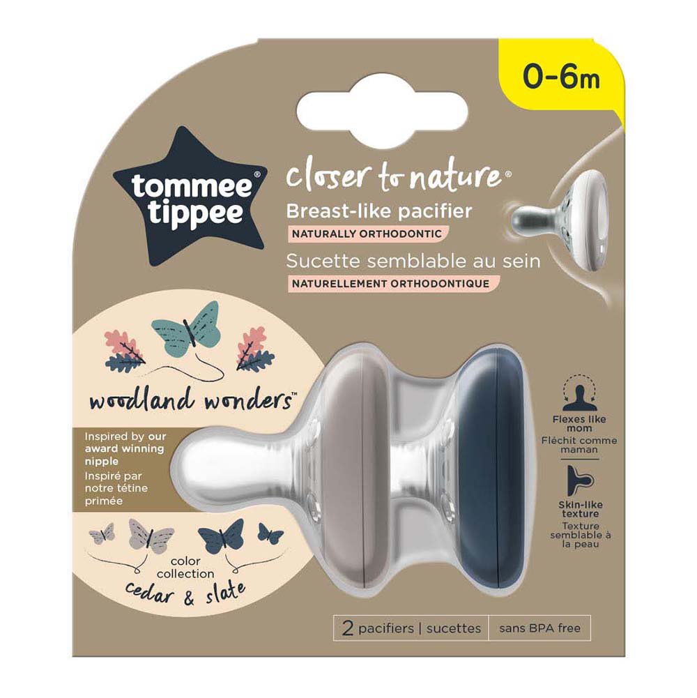 Tommee Tippee Fermer To Nature Amusant Tétines Pour 0-6 Mois 2-Pack (1x  Assorti)