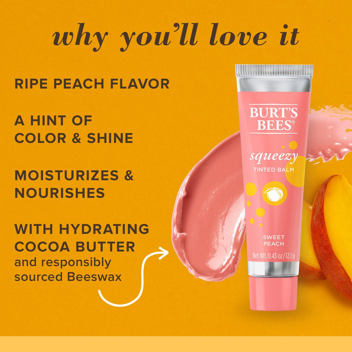 Burt's Bees Squeezy Tinted Lip Balm - Sweet Peach; image 6 of 12