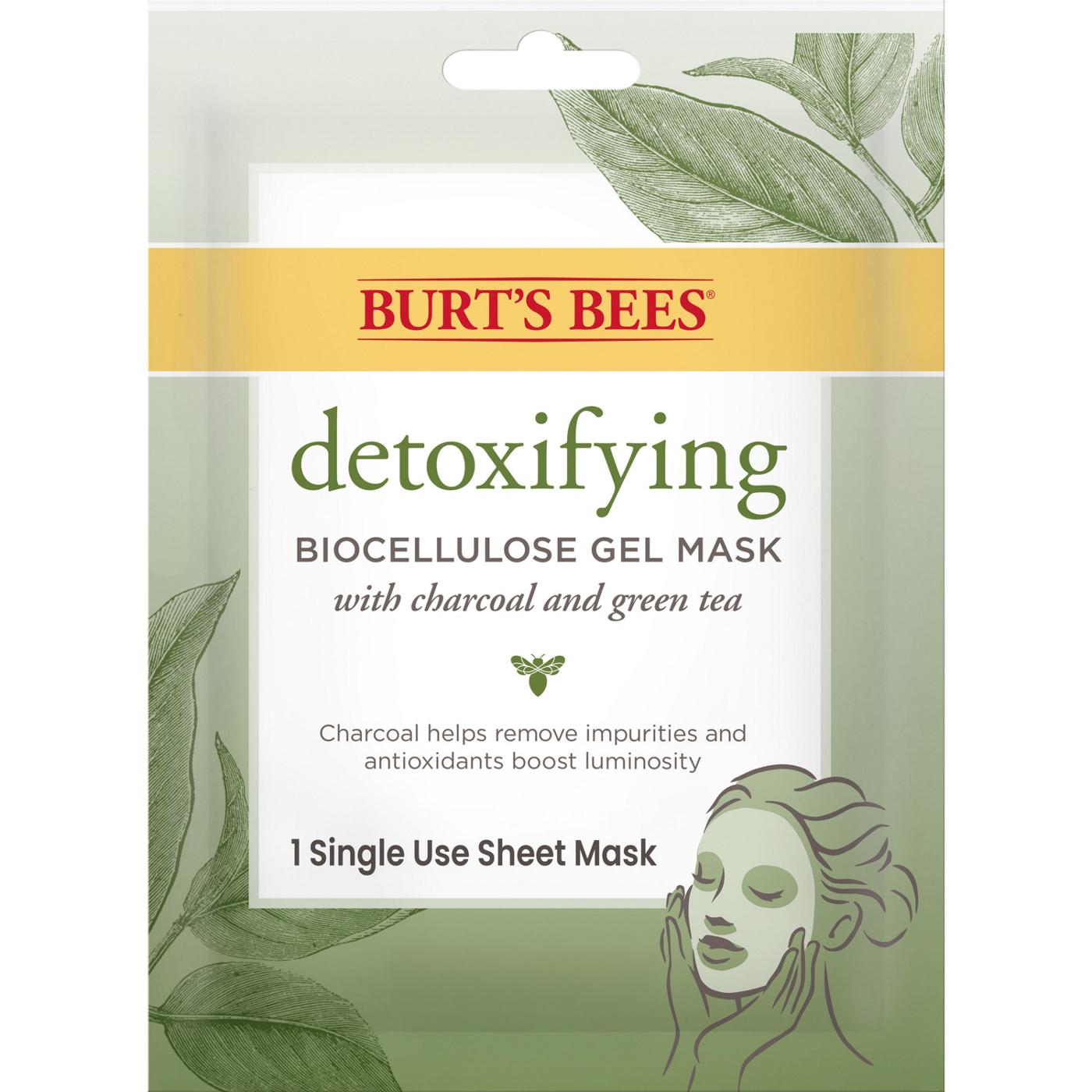 Burt's Bees Detoxifying Biocellulose Gel Mask - Charcoal & Green Tea; image 1 of 5