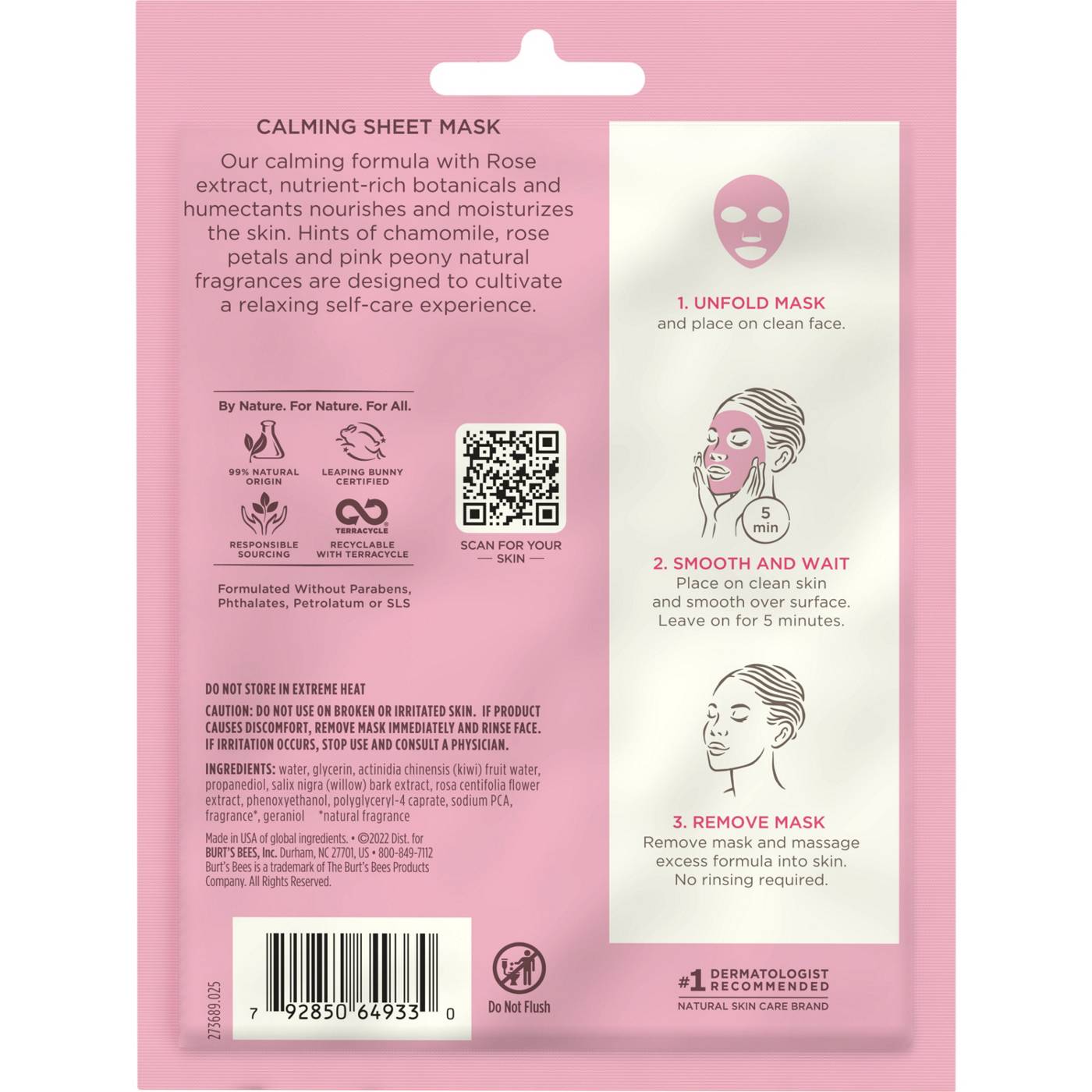Burt's Bees Calming Sheet Mask with Rose; image 2 of 5