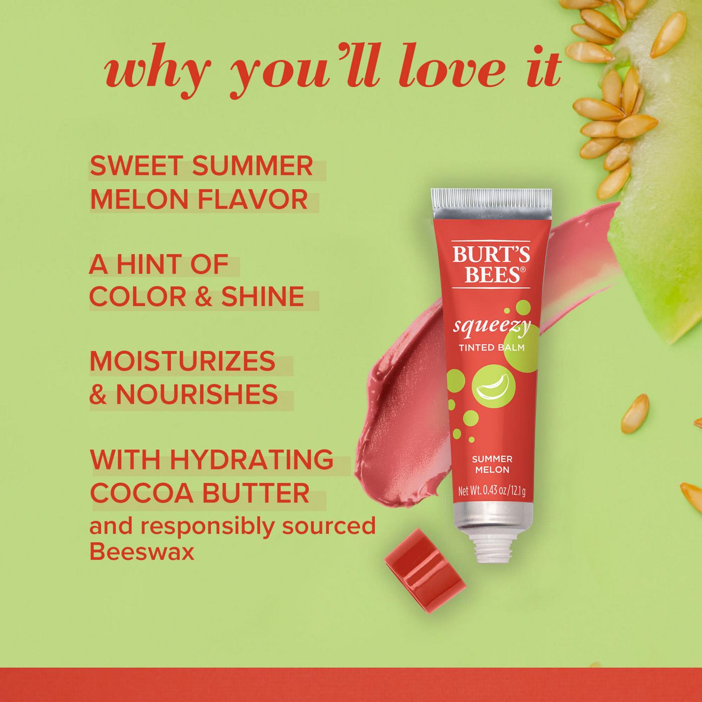Burt's Bees Squeezy Tinted Balm - Summer Melon; image 3 of 10