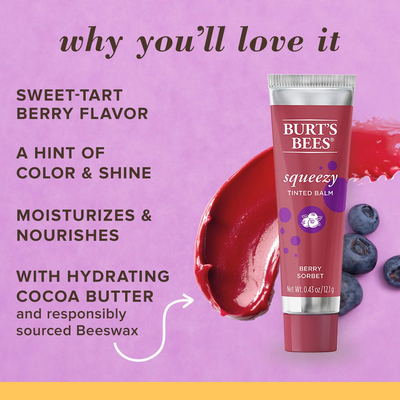 Burt's Bees Squeezy Tinted Lip Balm - Berry Sorbet; image 4 of 10